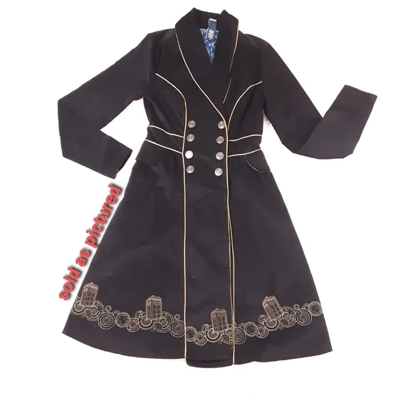 Elegant Black Double-Breasted Women's Coat - Picture 2 of 10